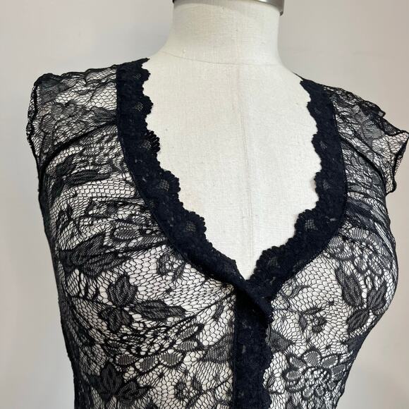 Jewels Y2K Black Lace Peplum Top S Sheer Goth Whimsigoth Fairy Grunge Retro - Picture 4 of 6